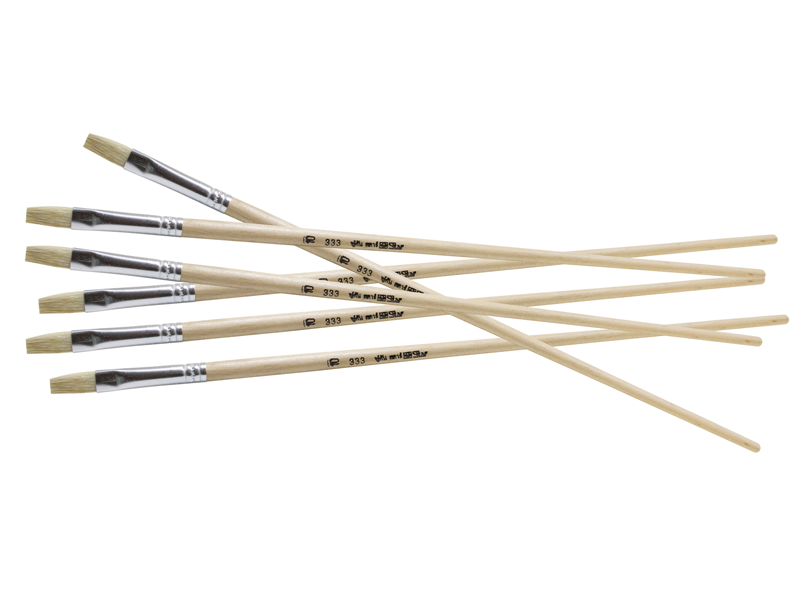 พู่กัน STAR ปากแบนขนขาว No.333 STAR paint brush for drawing (flat tip, white bristle)