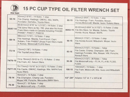 ชุดถอดหม้อกรอง TW ตรา King Eagle 15 ตัวชุด 15-piece Oil Filter Wrench Set - KING EAGLE-ABLETOOLThailand.Com - บริษัท เอเบิลทูล จำกัด