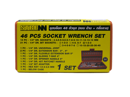 บล็อคชุด 46 ตัวชุด 1/4" (ด้าน+กลิ้งลาย) STRENN-ABLETOOLThailand.Com - บริษัท เอเบิลทูล จำกัด