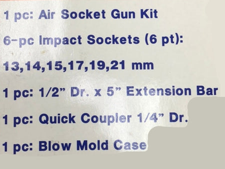 AIR SOCKET GUN KIT NO. ASG-6 META