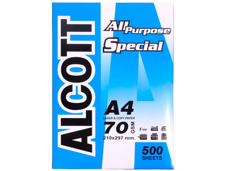 ALCOTT กระดาษถ่ายเอกสาร A4 70G ฟ้า ALCOTT  A4 Laser & Copy Paper 70 G| ABLETOOLThailand.Com