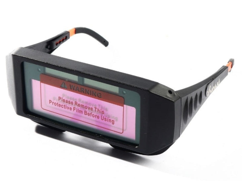Auto-darkening welding glasses