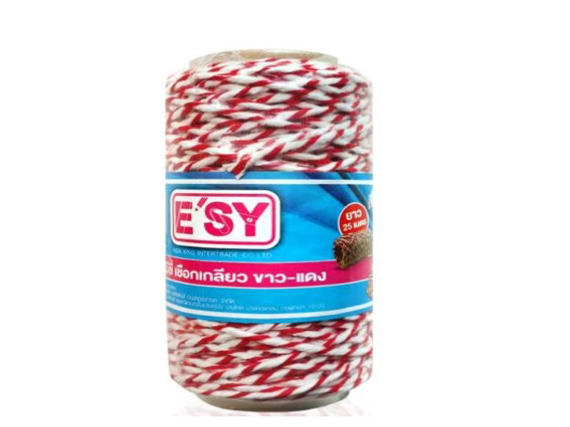E'sy เชือกเกลียวขาวแดง ยาว 25 ม. E'SY Twisted Rope, White-Red| ABLETOOLThailand.Com