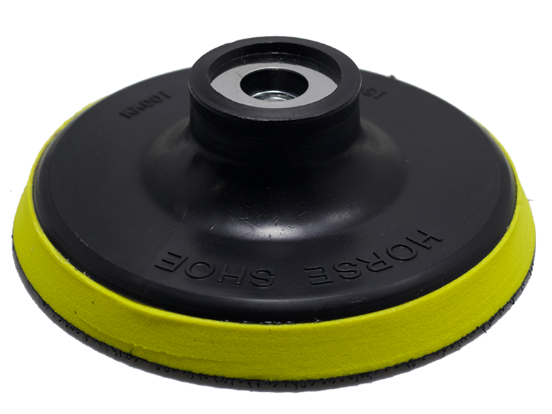 ตีนตุ๊กแกสำหรับทรายกลมสักหลาด HORSE SHOE Round Nut Yellow Color Plastic Backing Pad-ABLETOOLThailand.Com - บริษัท เอเบิลทูล จำกัด