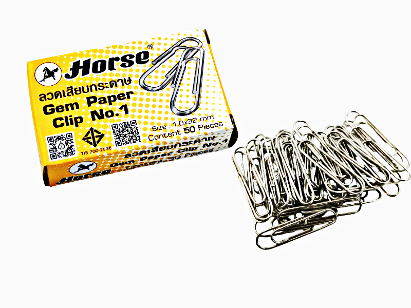 Horse ลวดเสียบกระดาษ ชนิดกลม No.1 Horse Gem Paper Clip No.1| ABLETOOLThailand.Com
