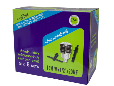 หัวสว่าน KANZAWA(มีตัวต่อโรตารี่) KANZAWA drill chuck with sds adaptor 1/2"-ABLETOOLThailand.Com - บริษัท เอเบิลทูล จำกัด