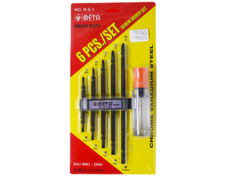 ไขควงสลับหกเหลี่ยม META 2-way screwdriver (hexagonal shank) No.R6-1 6 pcs.-ABLETOOLThailand.Com - บริษัท เอเบิลทูล จำกัด