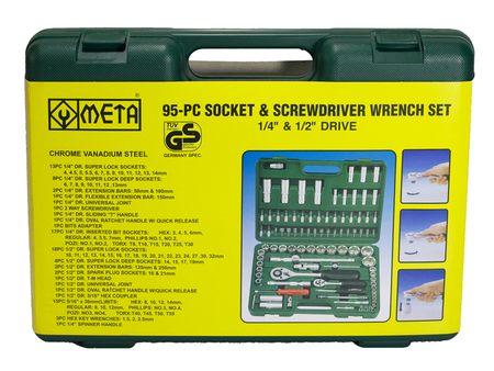 บล็อคชุด 95 ตช.พร้อมไขควงหัวสลับ META META 95-pc socket wrench and 2-way scrwdriver set 95 pcs. set-ABLETOOLThailand.Com - บริษัท เอเบิลทูล จำกัด