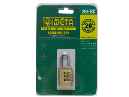 กุญแจ ท.ล.รุ่นตั้งรหัส No.261-BC META META Combination Padlock 20 mm.-ABLETOOLThailand.Com - บริษัท เอเบิลทูล จำกัด