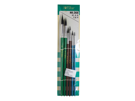 พู่กัน STAR ปากกลมขนดำ No.368 STAR paint brush for drawing (round tip, black bristle) 6 pcs set-ABLETOOLThailand.Com - บริษัท เอเบิลทูล จำกัด