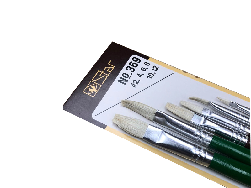 พู่กัน STAR ปากแบนขนขาว 6 ตัวชุด No.369 STAR paint brush for drawing (flat tip, white bristle)-ABLETOOLThailand.Com - บริษัท เอเบิลทูล จำกัด
