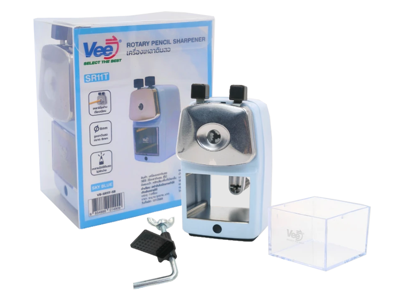 VEE เครื่องเหลาดินสอ มือหมุน VB-SR11T-SB สีฟ้าพาสเทล VEE Rotary Pencil Sharpener VB-SR11T-SB | ABLETOOLThailand.Com