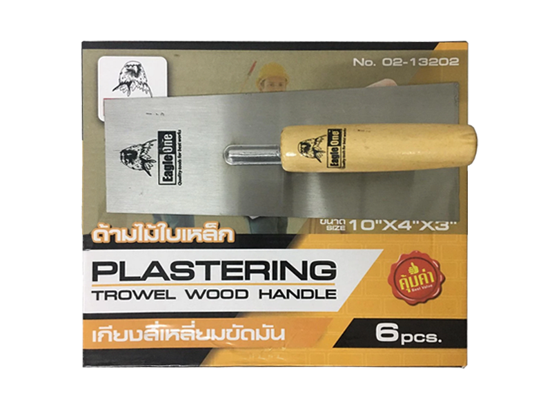 เกรียงสีเหลี่ยมขัดมัน ด้ามไม้ Eagle one 10" plastering trowel with wooden handle 10"-ABLETOOLThailand.Com - บริษัท เอเบิลทูล จำกัด