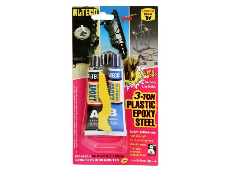 กาวติดเหล็กหลอดคู่ ตรา ช้าง 3T [แห้งช้า 60 นาที] 3T Epoxy Glue AB (Gray) - ALTECO-ABLETOOLThailand.Com - บริษัท เอเบิลทูล จำกัด