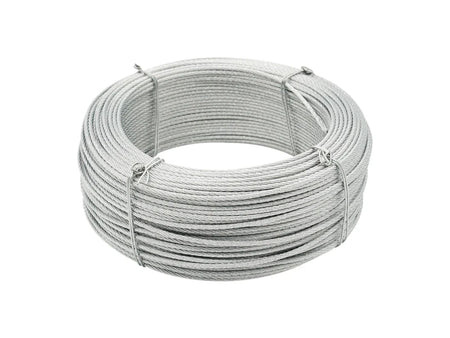 Galvanized steel wire rope with fiber core.