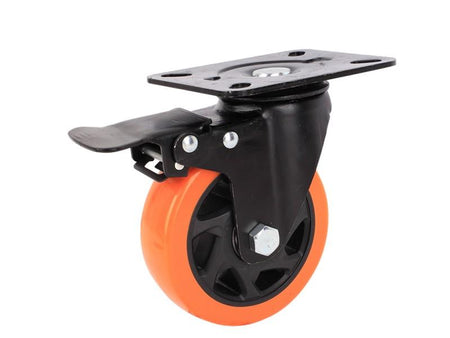 ล้อยูรีเทน-งานเบา ตรา UNI ชุบดำ-ขาเป็น [มีเบรค] Light-work Polyurethane Caster Wheel with Break-ABLETOOLThailand.Com - บริษัท เอเบิลทูล จำกัด