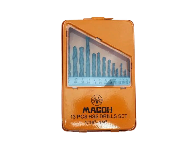 ดอกสว่านเจาะเหล็ก MACOH (หุน) 13 ตัวชุด MACOH 13-pc HSS twist drill set 13 pcs set-ABLETOOLThailand.Com - บริษัท เอเบิลทูล จำกัด
