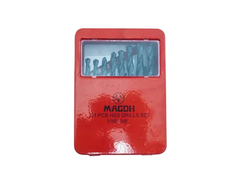 ดอกสว่านเจาะเหล็ก MACOH (หุน) 21 ตัวชุด MACOH 21-pc HSS twist drill set 21 pcs set-ABLETOOLThailand.Com - บริษัท เอเบิลทูล จำกัด