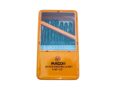 ดอกสว่านเจาะเหล็ก MACOH (หุน) 29 ตัวชุด MACOH 29-pc HSS twist drill set 29 pcs set-ABLETOOLThailand.Com - บริษัท เอเบิลทูล จำกัด