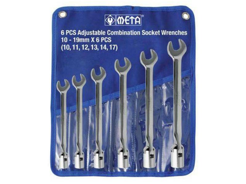 ประแจปากตายข้าง/บล็อคข้ออ่อน META 6 ตัวชุด adjustable combination socket wrench No. 8899 6 pcs set-ABLETOOLThailand.Com - บริษัท เอเบิลทูล จำกัด