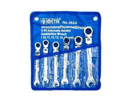 ประแจปากตายข้าง/แหวนฟรีข้าง(พับได้) 6 ตช. META adjustable ratchet combination wrench No. 5566-ABLETOOLThailand.Com - บริษัท เอเบิลทูล จำกัด