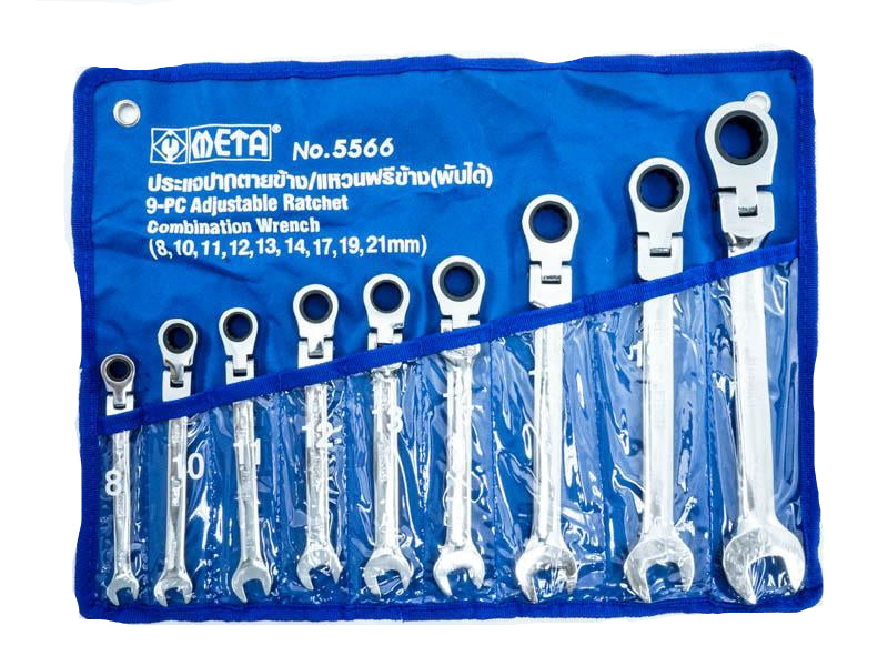 ประแจปากตายข้าง/แหวนฟรีข้าง(พับได้) 9 ตช. META adjustable ratchet combination wrench No. 5566-ABLETOOLThailand.Com - บริษัท เอเบิลทูล จำกัด