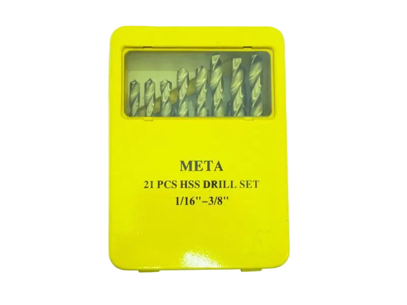 ดอกสว่านเจาะเหล็ก META สีเงิน 21 ตัวชุด META polished HSS twist drill 21 pcs set-ABLETOOLThailand.Com - บริษัท เอเบิลทูล จำกัด
