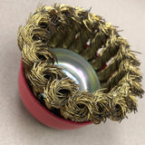 แปรงลวดถ้วยแบบเปีย (ชุบทอง) STAR steel wire circular brush twist knot cup type gold plated