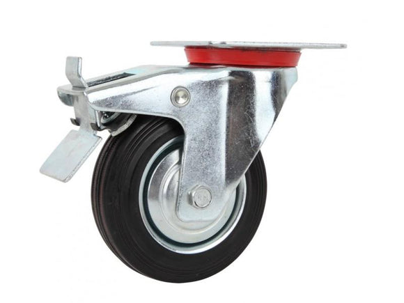 ล้อยาง ตรา ม้า มีเบรคดับเบิ้ลล็อค เป็น Rubber Caster Wheel with Brake-ABLETOOLThailand.Com - บริษัท เอเบิลทูล จำกัด