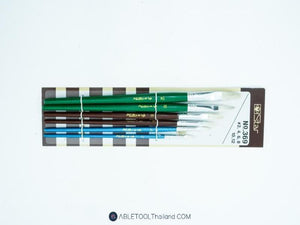 พู่กัน STAR ปากแบนขนขาว 6 ตัวชุด No.369 STAR paint brush for drawing (flat tip, white bristle)-ABLETOOLThailand.Com - บริษัท เอเบิลทูล จำกัด