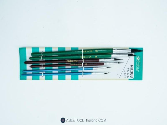 พู่กัน STAR ปากกลมขนดำ No.368 STAR paint brush for drawing (round tip, black bristle) 6 pcs set-ABLETOOLThailand.Com - บริษัท เอเบิลทูล จำกัด