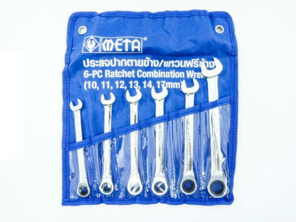 ประแจปากตายข้าง/แหวนฟรีข้าง META 6 ตช. META ratchet combination wrench No. 6677 No.6677 6 pcs set-ABLETOOLThailand.Com - บริษัท เอเบิลทูล จำกัด